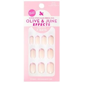 Olive & June Super Stick Mani Press-Ons Glazed French Short Round Nails 32ct New